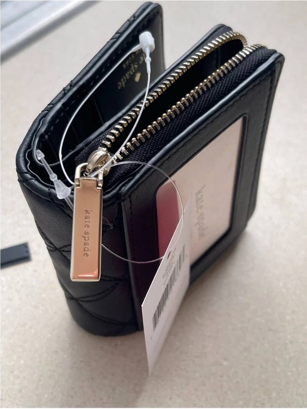 Kate Spade ♠️ Natalia Quilted Smooth Leather Small Zip Around Wallet WLR00646